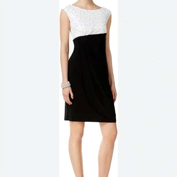 Connected Apparel Wrap Dress Black and White size 6 - Picture 1 of 9